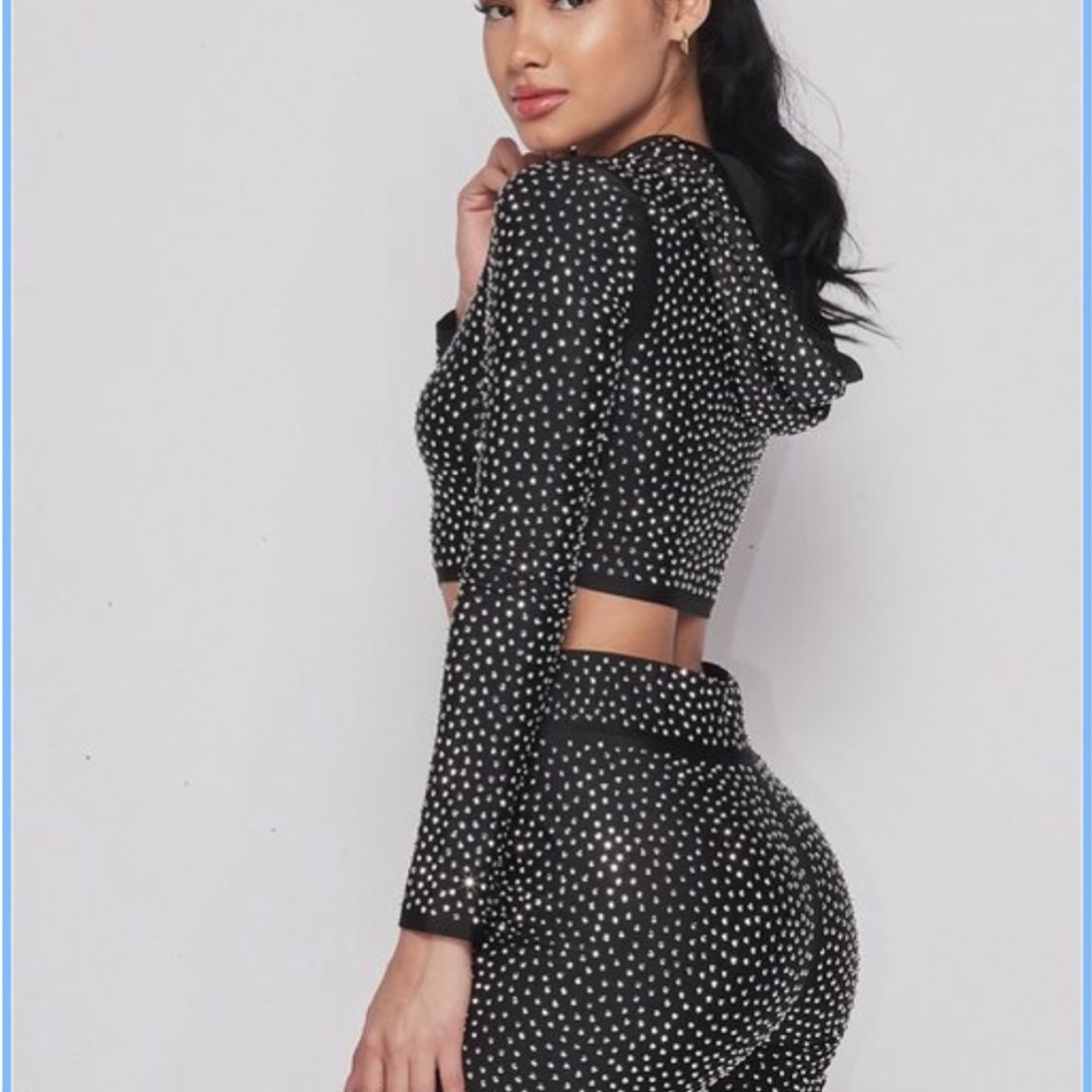 Rhinestone hoodie set